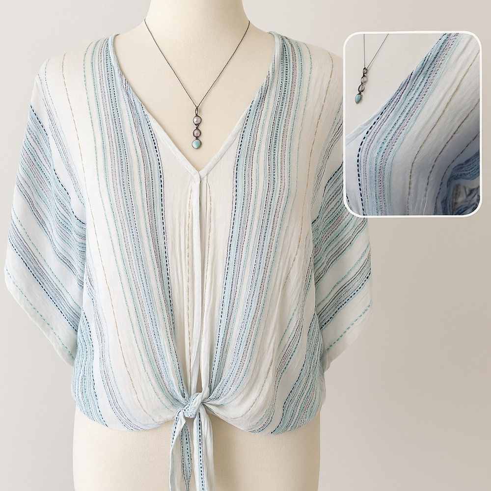 Lovestitch Boho Tie-Front Blouse, Fits S/M
